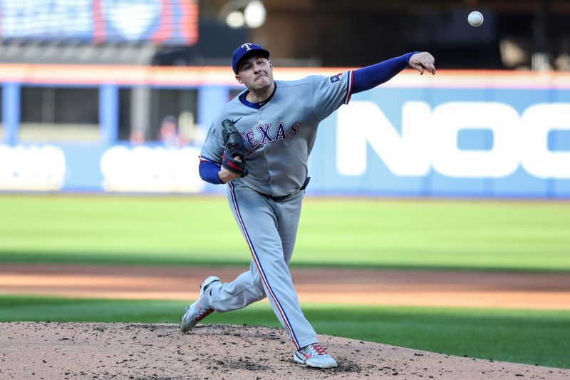 Sep 13, 2025; New York City, New York, USA;  Texas Rangers starting pitcher Patrick Corbin (46) pitches in the third inning against the New York Mets at Citi Field. Mandatory Credit: Wendell Cruz-Imagn Images
