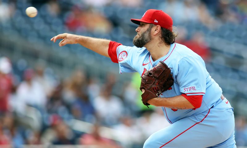Jul 6, 2024; Washington, District of Columbia, USA; St. Louis Cardinals pitcher Lance Lynn (31) throws a pitch during the first inning against the Washington Nationals at Nationals Park. Mandatory Credit: Daniel Kucin Jr.-USA TODAY Sports