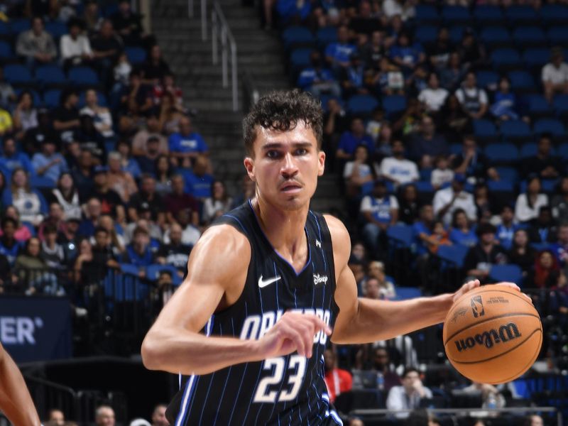 ORLANDO, FL - NOVMEBER 10: Tristan da Silva #23 of the Orlando Magic drives to the basket during the game against the Washington Wizards on November 10, 2024 at Kia Center in Orlando, Florida. NOTE TO USER: User expressly acknowledges and agrees that, by downloading and or using this photograph, User is consenting to the terms and conditions of the Getty Images License Agreement. Mandatory Copyright Notice: Copyright 2024 NBAE (Photo by Fernando Medina/NBAE via Getty Images)