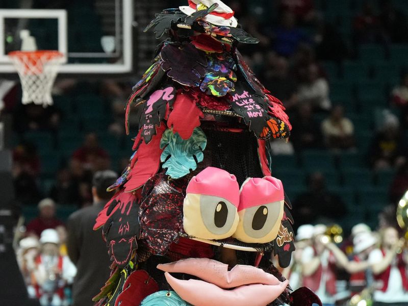 Mar 10, 2024; Las Vegas, NV, USA; The Stanford tree mascot at Pac-12 Tournament women's championship game at MGM Grand Garden Arena. Mandatory Credit: Kirby Lee-USA TODAY Sports