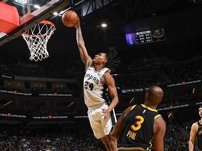 SAN FRANCISCO, CA - NOVEMBER 24: Devin Vassell #24 of the San Antonio Spurs goes to the basket during the game  during the in-Season Tournament on November 24, 2023 at Chase Center in San Francisco, California. NOTE TO USER: User expressly acknowledges and agrees that, by downloading and or using this photograph, user is consenting to the terms and conditions of Getty Images License Agreement. Mandatory Copyright Notice: Copyright 2023 NBAE (Photo by Noah Graham/NBAE via Getty Images)