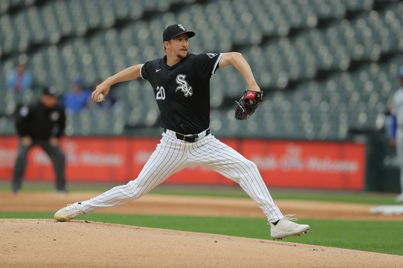 Apr 17, 2024; Chicago, Illinois, USA; Chicago White Sox starting pitcher Erick Fedde (20) throws the ball in the first inning during game two of a double header against the Kansas City Royals at Guaranteed Rate Field. Mandatory Credit: Melissa Tamez-USA TODAY Sports