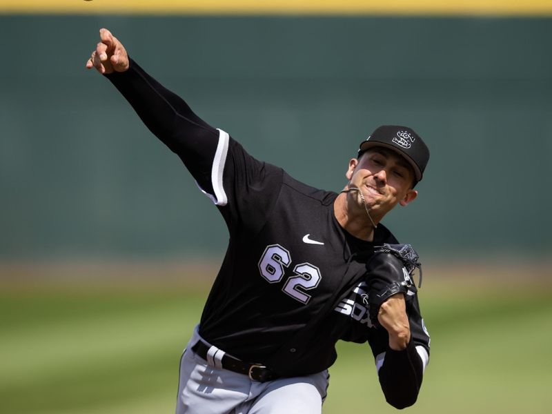 Mar 16, 2023; Goodyear, Arizona, USA; Chicago White Sox pitcher Nick Avila against the Cleveland Guardians during a spring training game at Goodyear Ballpark. Mandatory Credit: Mark J. Rebilas-USA TODAY Sports