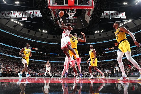 CHICAGO, IL - DECEMBER 28: Patrick Williams #44 of the Chicago Bulls shoots the ball during the game against the Indiana Pacers on December 28, 2023 at United Center in Chicago, Illinois. NOTE TO USER: User expressly acknowledges and agrees that, by downloading and or using this photograph, User is consenting to the terms and conditions of the Getty Images License Agreement. Mandatory Copyright Notice: Copyright 2023 NBAE (Photo by Jeff Haynes/NBAE via Getty Images)