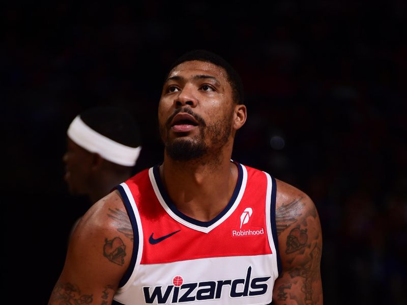 DETROIT, MI - MARCH 11: Marcus Smart #36 of the Washington Wizards shoots a free throw during the game against the Detroit Pistons on March 11, 2025 at Little Caesars Arena in Detroit, Michigan. NOTE TO USER: User expressly acknowledges and agrees that, by downloading and/or using this photograph, User is consenting to the terms and conditions of the Getty Images License Agreement. Mandatory Copyright Notice: Copyright 2025 NBAE (Photo by Chris Schwegler/NBAE via Getty Images)