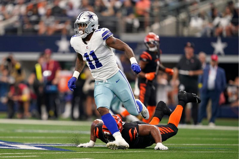 Dallas Cowboys linebacker Micah Parsons rushes against the Cincinnati Bengals during a NFL football game in Arlington, Texas, Sunday, Sept. 17, 2022. (AP Photo/Tony Gutierrez)