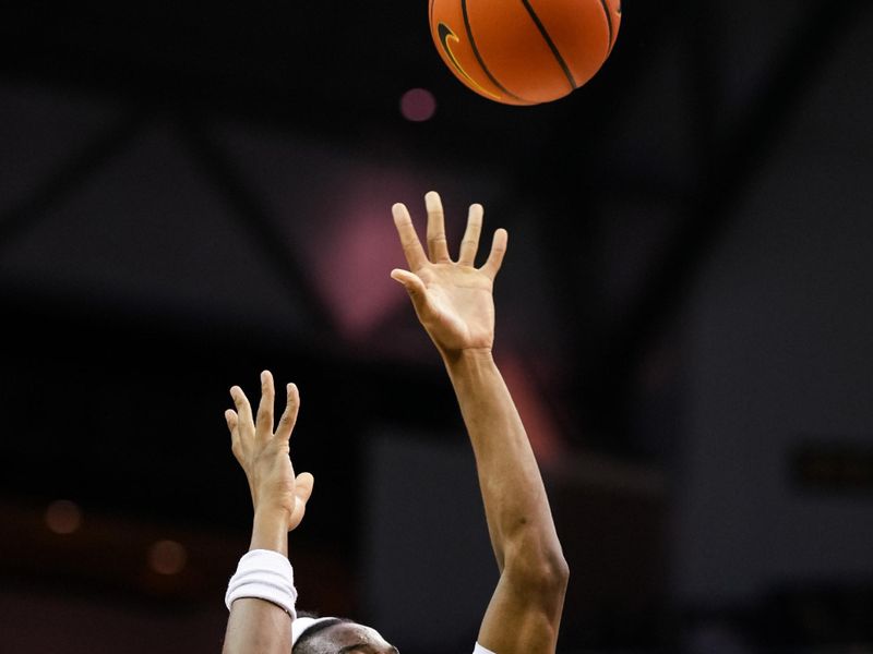 Feb 1, 2023; Columbia, Missouri, USA; Missouri Tigers guard Sean East II (55) shoots during the first half against the LSU Tigers at Mizzou Arena. Mandatory Credit: Jay Biggerstaff-USA TODAY Sports