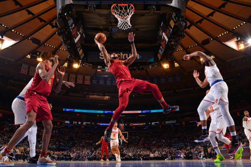 NEW YORK, NY -  DECEMBER 4: Lamar Stevens #8 of the Cleveland Cavaliers shoots the ball during the game against the New York Knicks on December 4, 2022 at Madison Square Garden in New York City, New York.  NOTE TO USER: User expressly acknowledges and agrees that, by downloading and or using this photograph, User is consenting to the terms and conditions of the Getty Images License Agreement. Mandatory Copyright Notice: Copyright 2022 NBAE  (Photo by Jesse D. Garrabrant/NBAE via Getty Images)