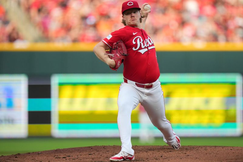 May 4, 2024; Cincinnati, Ohio, USA; Cincinnati Reds pitcher Andrew Abbott (41) delivers a pitch in the second inning of a baseball game against the Baltimore Orioles at Great American Ball Park. Mandatory Credit: The Cincinnati Enquirer-USA TODAY Sports