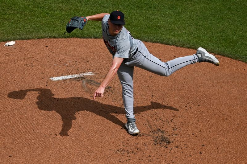 Sep 22, 2024; Baltimore, Maryland, USA;  Detroit Tigers pitcher Tyler Holton (87) throws a first inning pitch against the Baltimore Orioles at Oriole Park at Camden Yards. Mandatory Credit: Tommy Gilligan-Imagn Images