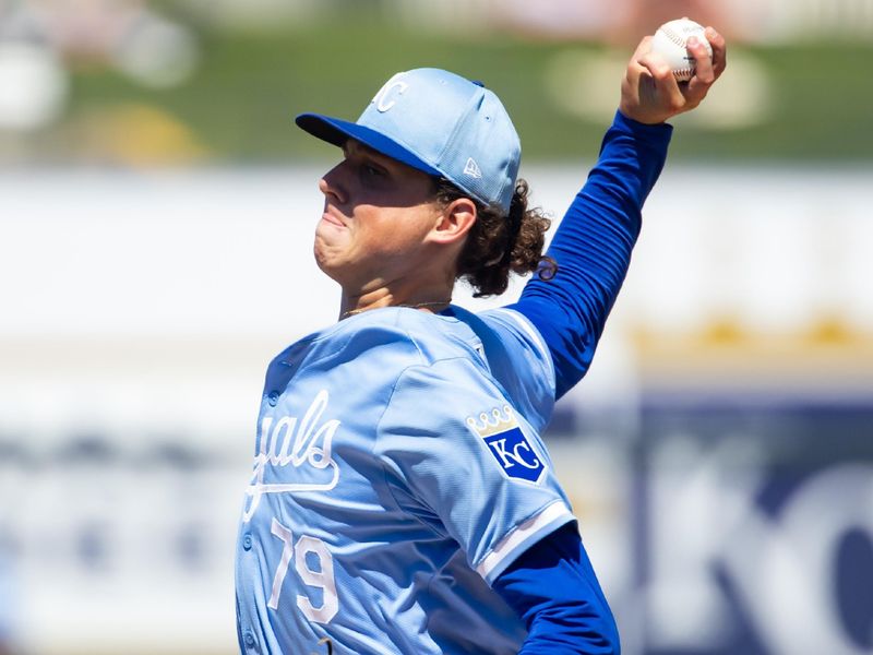 Mar 21, 2024; Surprise, Arizona, USA; Kansas City Royals pitcher Andrew Hoffmann against the Chicago White Sox during a spring training baseball game at Surprise Stadium. Mandatory Credit: Mark J. Rebilas-USA TODAY Sports