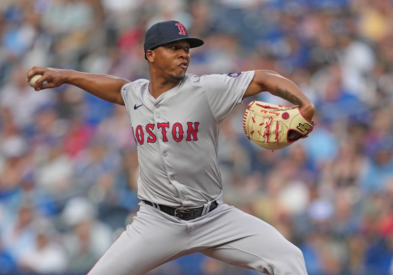 Jun 19, 2024; Toronto, Ontario, CAN; Boston Red Sox starting pitcher Brayan Bello (66) throws a pitch against the Toronto Blue Jays during the first inning at Rogers Centre. Mandatory Credit: Nick Turchiaro-USA TODAY Sports