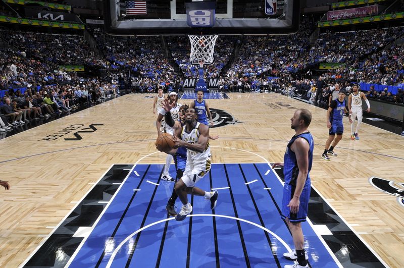 ORLANDO, FL - MARCH 10: Aaron Nesmith #23 of the Indiana Pacers goes to the basket during the game on March 10, 2024 at Amway Center in Orlando, Florida. NOTE TO USER: User expressly acknowledges and agrees that, by downloading and or using this photograph, User is consenting to the terms and conditions of the Getty Images License Agreement. Mandatory Copyright Notice: Copyright 2024 NBAE (Photo by Fernando Medina/NBAE via Getty Images)