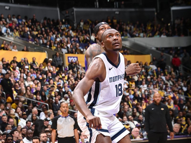 LOS ANGELES, CA - JANUARY 5:  Bismack Biyombo #18 of the Memphis Grizzlies boxes out during the game  on January 5, 2024 at Crypto.Com Arena in Los Angeles, California. NOTE TO USER: User expressly acknowledges and agrees that, by downloading and/or using this Photograph, user is consenting to the terms and conditions of the Getty Images License Agreement. Mandatory Copyright Notice: Copyright 2024 NBAE (Photo by Andrew D. Bernstein/NBAE via Getty Images)