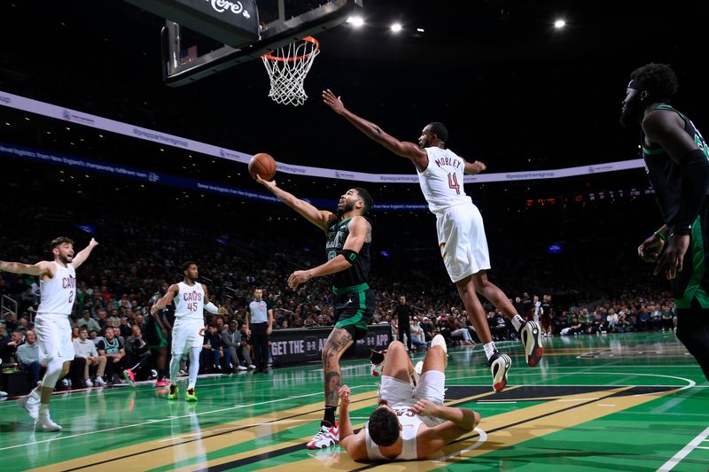 BOSTON, MA - NOVEMBER 19:  Jayson Tatum #0 of the Boston Celtics Delaware Blue Coats against the Cleveland Cavaliers during the Emirates NBA Cup game on November 19, 2024 at TD Garden in Boston, Massachusetts. NOTE TO USER: User expressly acknowledges and agrees that, by downloading and/or using this Photograph, user is consenting to the terms and conditions of the Getty Images License Agreement. Mandatory Copyright Notice: Copyright 2024 NBAE (Photo by Brian Babineau/NBAE via Getty Images)