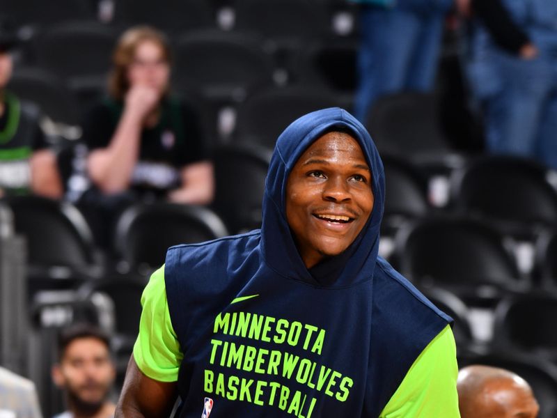 PHOENIX, AZ - APRIL 5: Anthony Edwards #5 of the Minnesota Timberwolves warms up before the game against the Phoenix Suns on April 5, 2024 at Footprint Center in Phoenix, Arizona. NOTE TO USER: User expressly acknowledges and agrees that, by downloading and or using this photograph, user is consenting to the terms and conditions of the Getty Images License Agreement. Mandatory Copyright Notice: Copyright 2024 NBAE (Photo by Barry Gossage/NBAE via Getty Images)