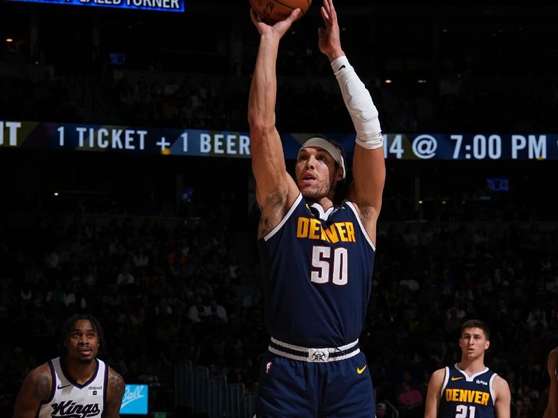 DENVER, CO - FEBRUARY 14: Aaron Gordon #50 of the Denver Nuggets shoots a free throw during the game against the Sacramento Kings on February 14, 2024 at the Ball Arena in Denver, Colorado. NOTE TO USER: User expressly acknowledges and agrees that, by downloading and/or using this Photograph, user is consenting to the terms and conditions of the Getty Images License Agreement. Mandatory Copyright Notice: Copyright 2024 NBAE (Photo by Garrett Ellwood/NBAE via Getty Images)