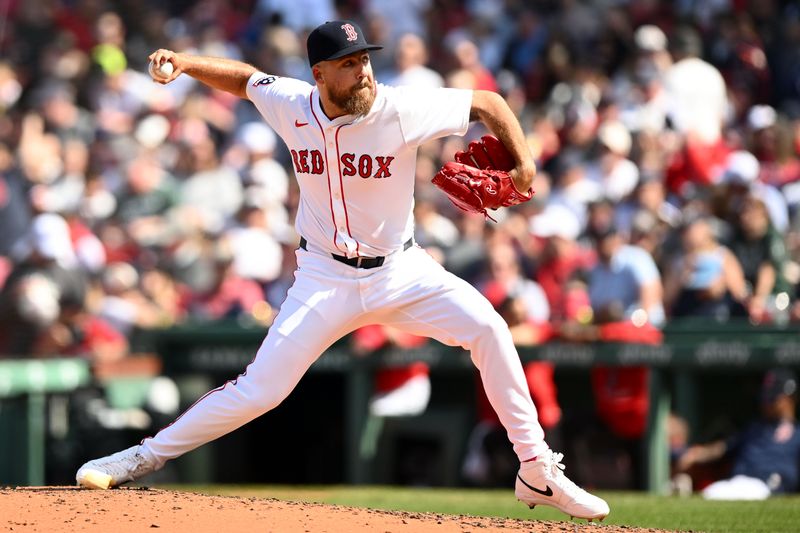 Apr 24, 2025; Boston, Massachusetts, USA; Boston Red Sox pitcher Greg Weissert (57) pitches against the Seattle Mariners during the sixth inning at Fenway Park. Mandatory Credit: Brian Fluharty-Imagn Images