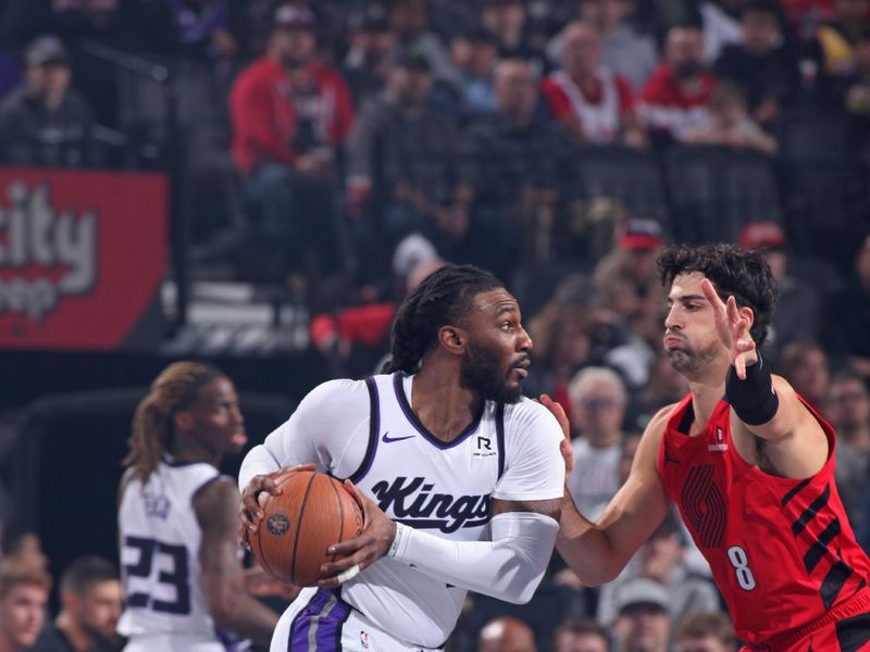 PORTLAND, OR - NOVEMBER 29: Jae Crowder #99 of the Sacramento Kings handles the ball during the game against the Portland Trail Blazers during the Emirates NBA Cup on November 29, 2024 at the Moda Center Arena in Portland, Oregon. NOTE TO USER: User expressly acknowledges and agrees that, by downloading and or using this photograph, user is consenting to the terms and conditions of the Getty Images License Agreement. Mandatory Copyright Notice: Copyright 2024 NBAE (Photo by Cameron Browne/NBAE via Getty Images)