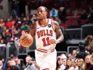 CHICAGO, IL - DECEMBER 2: DeMar DeRozan #11 of the Chicago Bulls dribbles the ball during the game against the New Orleans Pelicans on December 2, 2023 at United Center in Chicago, Illinois. NOTE TO USER: User expressly acknowledges and agrees that, by downloading and or using this photograph, User is consenting to the terms and conditions of the Getty Images License Agreement. Mandatory Copyright Notice: Copyright 2023 NBAE (Photo by Jeff Haynes/NBAE via Getty Images)