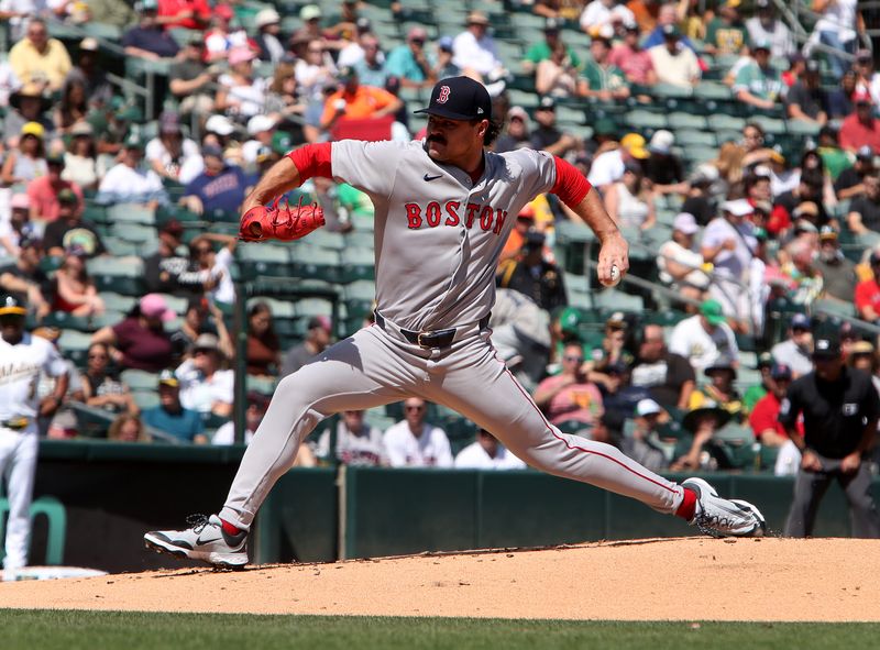 Sep 10, 2025; West Sacramento, California, USA; Boston Red Sox starting pitcher Payton Tolle (70) throws a pitch against the Athletics during the first inning at Sutter Health Park. Mandatory Credit: Dennis Lee-Imagn Images