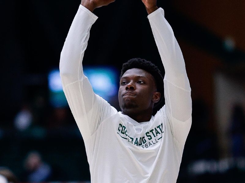 Feb 15, 2023; Fort Collins, Colorado, USA; Colorado State Rams guard Isaiah Stevens (4) warms up before the game against the Boise State Broncos at Moby Arena. Mandatory Credit: Isaiah J. Downing-USA TODAY Sports