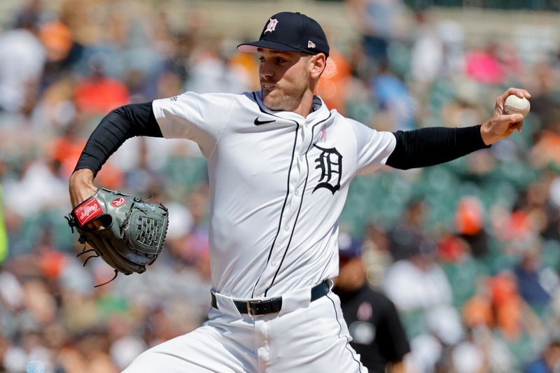 May 12, 2024; Detroit, Michigan, USA;  Detroit Tigers relief pitcher Joey Wentz (43) pitches in the seventh inning against the Houston Astros at Comerica Park. Mandatory Credit: Rick Osentoski-USA TODAY Sports