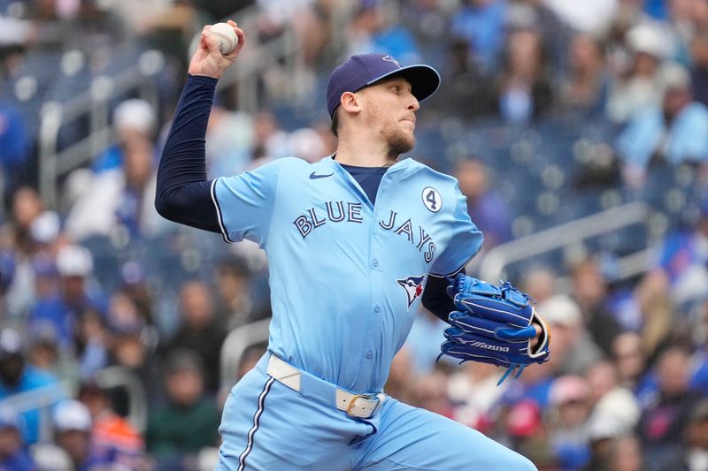 Jun 1, 2025; Toronto, Ontario, CAN; Toronto Blue Jays pitcher Jeff Hoffman (23) pitches to the Oakland Athletics during the ninth inning at Rogers Centre. Mandatory Credit: John E. Sokolowski-Imagn Images