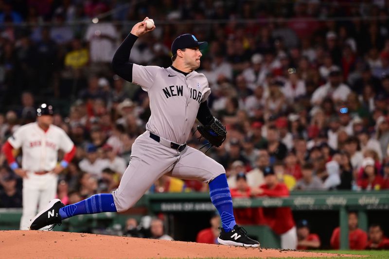 Jun 16, 2024; Boston, Massachusetts, USA; New York Yankees relief pitcher Tommy Kahnle (41) pitches against the Boston Red Sox during the sixth inning at Fenway Park. Mandatory Credit: Eric Canha-USA TODAY Sports