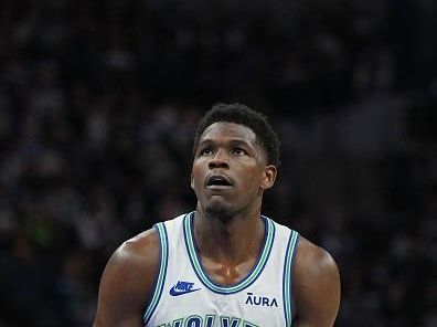 MINNEAPOLIS, MN -  DECEMBER 16: Anthony Edwards #5 of the Minnesota Timberwolves shoots a free throw during the game against the Indiana Pacers on December 16, 2023 at Target Center in Minneapolis, Minnesota. NOTE TO USER: User expressly acknowledges and agrees that, by downloading and or using this Photograph, user is consenting to the terms and conditions of the Getty Images License Agreement. Mandatory Copyright Notice: Copyright 2023 NBAE (Photo by Jordan Johnson/NBAE via Getty Images)