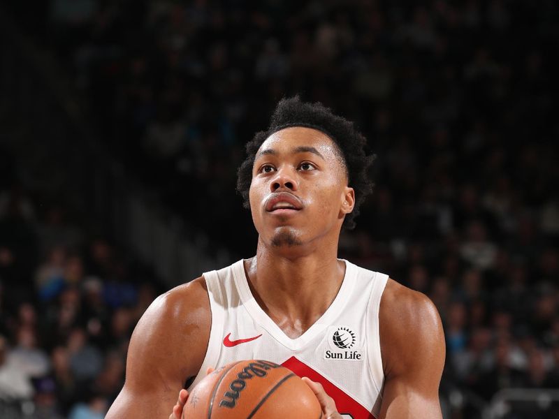 MILWAUKEE, WI - JANUARY 17:  Scottie Barnes #4 of the Toronto Raptors shoots a free throw during the game against the Milwaukee Bucks on January 17, 2025 at Fiserv Forum Center in Milwaukee, Wisconsin. NOTE TO USER: User expressly acknowledges and agrees that, by downloading and or using this Photograph, user is consenting to the terms and conditions of the Getty Images License Agreement. Mandatory Copyright Notice: Copyright 2025 NBAE (Photo by Gary Dineen/NBAE via Getty Images).