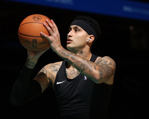 WASHINGTON, DC -? DECEMBER 26:  Kyle Kuzma #33 of the Washington Wizards shoots the ball before the game during warm-ups on December 26, 2023 at Capital One Arena in Washington, DC. NOTE TO USER: User expressly acknowledges and agrees that, by downloading and or using this Photograph, user is consenting to the terms and conditions of the Getty Images License Agreement. Mandatory Copyright Notice: Copyright 2023 NBAE (Photo by Stephen Gosling/NBAE via Getty Images)