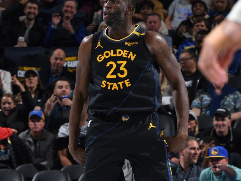 SAN FRANCISCO, CA - NOVEMBER 15: Draymond Green #23 of the Golden State Warriors reacts during the game against the Memphis Grizzlies during the Emirates NBA Cup game on November 15, 2024 at Chase Center in San Francisco, California. NOTE TO USER: User expressly acknowledges and agrees that, by downloading and or using this photograph, user is consenting to the terms and conditions of Getty Images License Agreement. Mandatory Copyright Notice: Copyright 2024 NBAE (Photo by Noah Graham/NBAE via Getty Images)