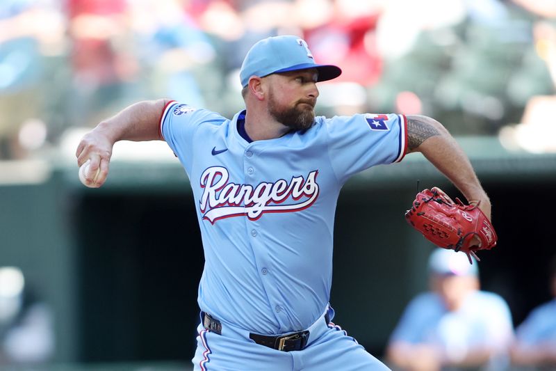 Sep 8, 2024; Arlington, Texas, USA; Texas Rangers pitcher Kirby Yates (39) pitches in the ninth inning against the Los Angeles Angels at Globe Life Field. Mandatory Credit: Tim Heitman-Imagn Images