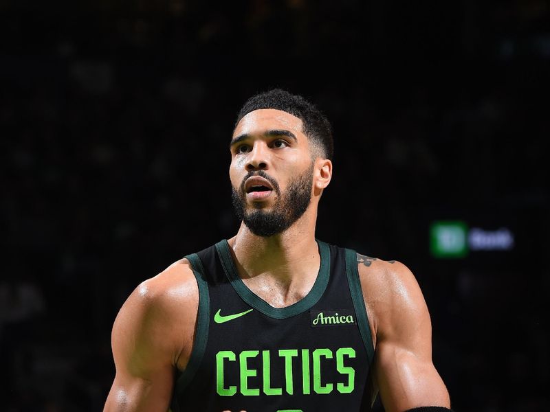 BOSTON, MA - NOVEMBER 16: Jayson Tatum #0 of the Boston Celtics shoots a free throw during the game against the Toronto Raptors on November 16, 2024 at TD Garden in Boston, Massachusetts. NOTE TO USER: User expressly acknowledges and agrees that, by downloading and/or using this Photograph, user is consenting to the terms and conditions of the Getty Images License Agreement. Mandatory Copyright Notice: Copyright 2024 NBAE (Photo by Brian Babineau/NBAE via Getty Images)