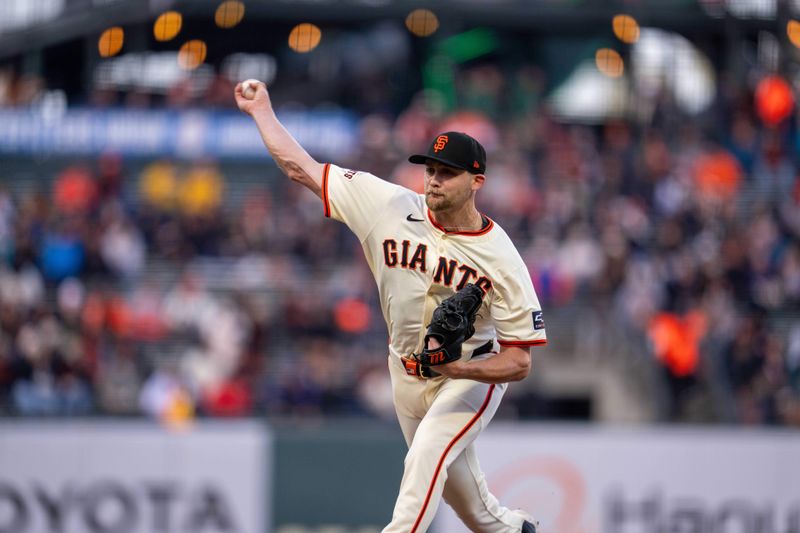 Apr 22, 2024; San Francisco, California, USA;  San Francisco Giants pitcher Keaton Winn (67) delivers a pitch against the New York Mets during the first inning at Oracle Park. Mandatory Credit: Neville E. Guard-USA TODAY Sports