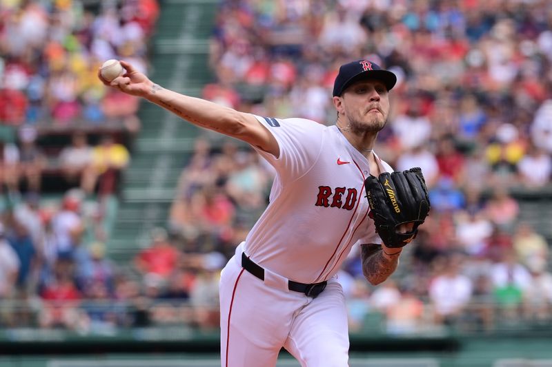 Aug 25, 2024; Boston, Massachusetts, USA; Boston Red Sox starting pitcher Tanner Houck (89) pitches against the Arizona Diamondbacks during the first inning at Fenway Park. Mandatory Credit: Eric Canha-USA TODAY Sports