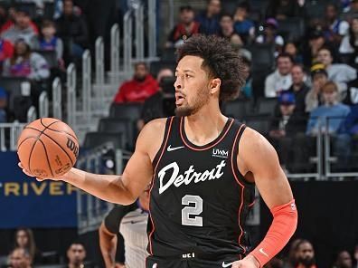 DETROIT, MI - NOVEMBER 5: Cade Cunningham #2 of the Detroit Pistons dribbles the ball during the game against the Phoenix Suns on November 5, 2023 at Little Caesars Arena in Detroit, Michigan. NOTE TO USER: User expressly acknowledges and agrees that, by downloading and/or using this photograph, User is consenting to the terms and conditions of the Getty Images License Agreement. Mandatory Copyright Notice: Copyright 2023 NBAE (Photo by Chris Schwegler/NBAE via Getty Images)