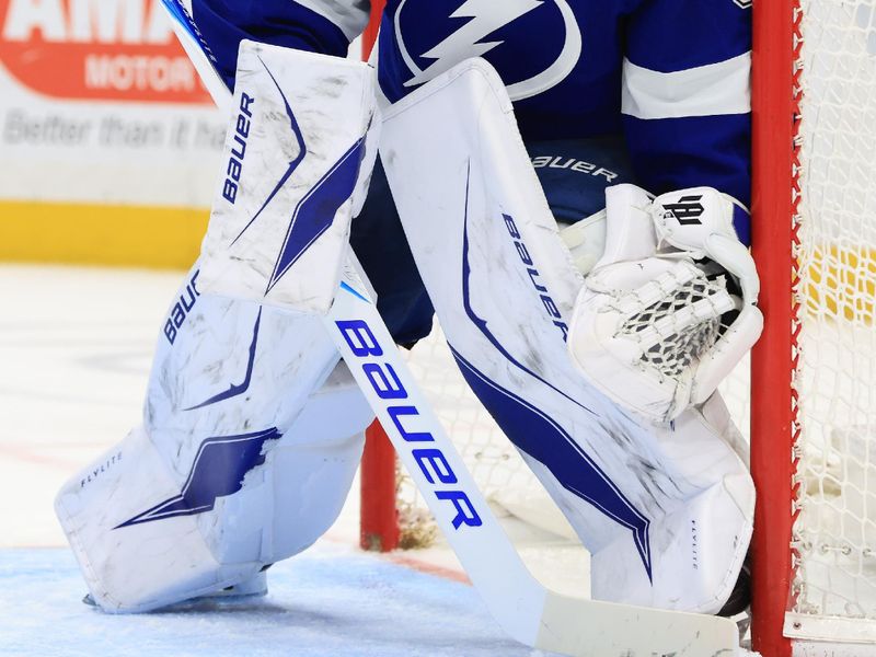 Jan 26, 2026; Tampa, Florida, USA; Tampa Bay Lightning goaltender Andrei Vasilevskiy (88) looks on against the Utah Mammoth during the second period at Benchmark International Arena. Mandatory Credit: Kim Klement Neitzel-Imagn Images