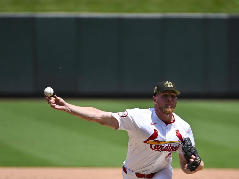 May 19, 2024; St. Louis, Missouri, USA;  St. Louis Cardinals relief pitcher Chris Roycroft (58) pitches against the Boston Red Sox during the fifth inning at Busch Stadium. Mandatory Credit: Jeff Curry-USA TODAY Sports