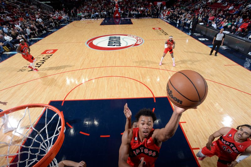 HOUSTON, TX - FEBRUARY 3: Scottie Barnes #4 of the Toronto Raptors shoots the ball during the game against the Houston Rockets on February 3, 2023 at the Toyota Center in Houston, Texas. NOTE TO USER: User expressly acknowledges and agrees that, by downloading and or using this photograph, User is consenting to the terms and conditions of the Getty Images License Agreement. Mandatory Copyright Notice: Copyright 2023 NBAE (Photo by Logan Riely/NBAE via Getty Images)