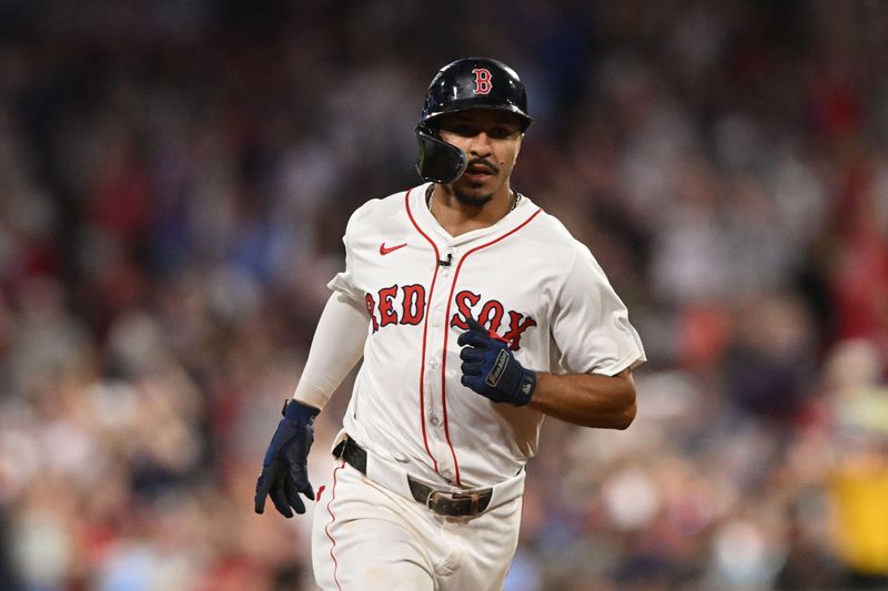 Jun 12, 2024; Boston, Massachusetts, USA; Boston Red Sox shortstop David Hamilton (70) runs the bases after hitting a two-run home run against the Philadelphia Phillies during the sixth inning at Fenway Park. Mandatory Credit: Brian Fluharty-USA TODAY Sports