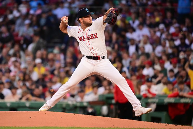 Jun 16, 2024; Boston, Massachusetts, USA; Boston Red Sox starting pitcher Kutter Crawford (50) pitches against the New York Yankees during the fourth inning at Fenway Park. Mandatory Credit: Eric Canha-USA TODAY Sports