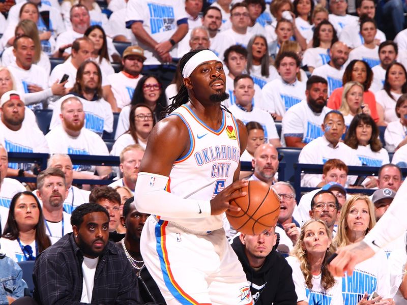 OKLAHOMA CITY, OK - MAY 13: Luguentz Dort #5 of the Oklahoma City Thunder poses for a photo during the game against the Denver Nuggets during Round Two Game Five of the 2025 NBA Playoffs on May 13, 2025 at Paycom Center in Oklahoma City, Oklahoma. NOTE TO USER: User expressly acknowledges and agrees that, by downloading and or using this photograph, User is consenting to the terms and conditions of the Getty Images License Agreement. Mandatory Copyright Notice: Copyright 2025 NBAE (Photo by Zach Beeker/NBAE via Getty Images)