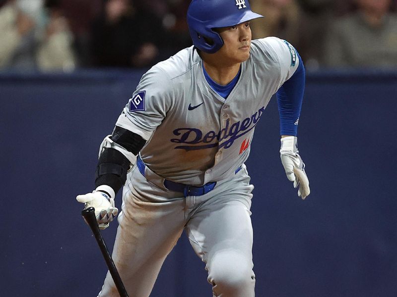 [US, Mexico & Canada customers only] March 20, 2024; Seoul, SOUTH KOREA; Los Angeles Dodgers player Shohei Ohtani in action against the San Diego Padres during a MLB regular season Seoul Series game at Gocheok Sky Dome. Mandatory Credit: Kim Hong-Ji/Reuters via USA TODAY Sports