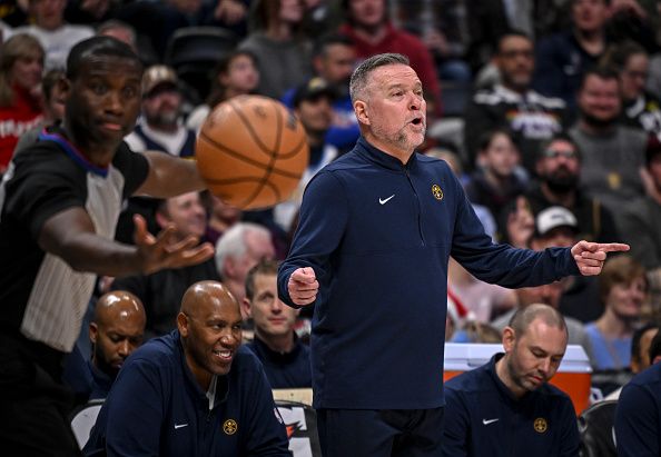 DENVER, CO - DECEMBER 18: Denver Nuggets head coach Michael Malone works against the Dallas Mavericks during the fourth quarter of the Nuggets' 130-104 win at Ball Arena in Denver on Monday, December 18, 2023. (Photo by AAron Ontiveroz/The Denver Post)