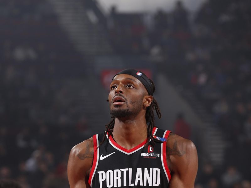 PORTLAND, OR - DECEMBER 1: Jerami Grant #9 of the Portland Trail Blazers prepares to shoot a free throw during the game against the Dallas Mavericks on December 1, 2024 at the Moda Center Arena in Portland, Oregon. NOTE TO USER: User expressly acknowledges and agrees that, by downloading and or using this photograph, user is consenting to the terms and conditions of the Getty Images License Agreement. Mandatory Copyright Notice: Copyright 2024 NBAE (Photo by Cameron Browne/NBAE via Getty Images)