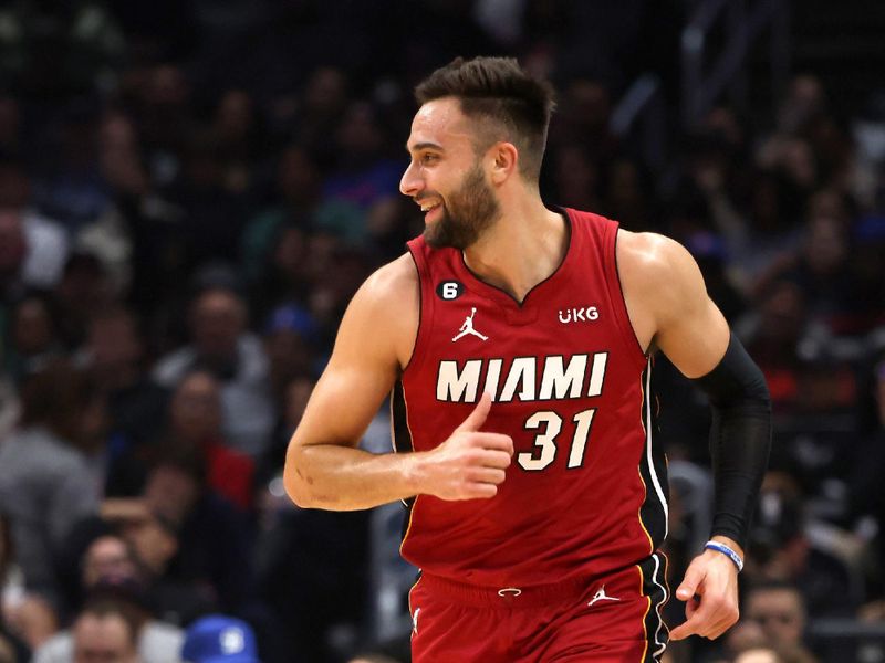LOS ANGELES, CALIFORNIA - JANUARY 02: Max Strus #31 of the Miami Heat reacts to a play during the second quarter against the Los Angeles Clippers at Crypto.com Arena on January 02, 2023 in Los Angeles, California. NOTE TO USER: User expressly acknowledges and agrees that, by downloading and or using this photograph, User is consenting to the terms and conditions of the Getty Images License Agreement. (Photo by Katelyn Mulcahy/Getty Images)