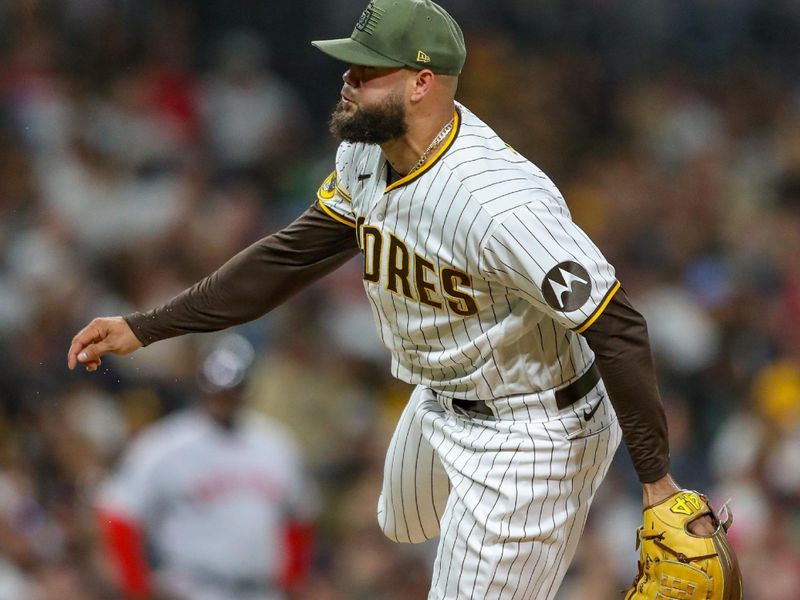 May 20, 2023; San Diego, California, USA; San Diego Padres relief pitcher Luis Garcia (66) throws a pitch in the sixth inning against the Boston Red Sox at Petco Park. Mandatory Credit: David Frerker-USA TODAY Sports