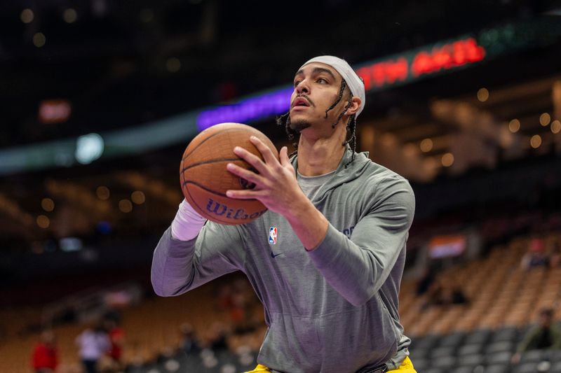 TORONTO, ON - DECEMBER 3: Andrew Nembhard #2 of the Indiana Pacers warms up before playing the Toronto Raptors at the Emirates NBA Cup game at the Scotiabank Arena on December 3, 2024 in Toronto, Ontario, Canada. NOTE TO USER: User expressly acknowledges and agrees that, by downloading and/or using this Photograph, user is consenting to the terms and conditions of the Getty Images License Agreement. (Photo by Kevin Sousa/Getty Images)